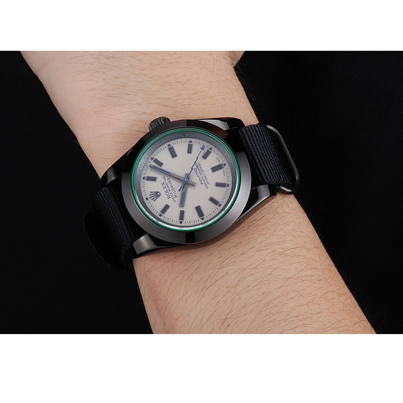 Aaa fake watches 622000 Bamford Strap Nylon Milgauss Rolex Black 0629